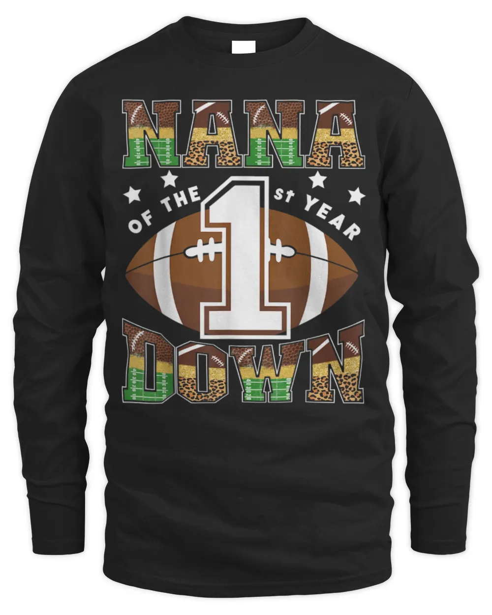 Nana Of The 1St Year Down Football First Birthday Boy T-Shirt Men's Long Sleeved T-Shirt black s