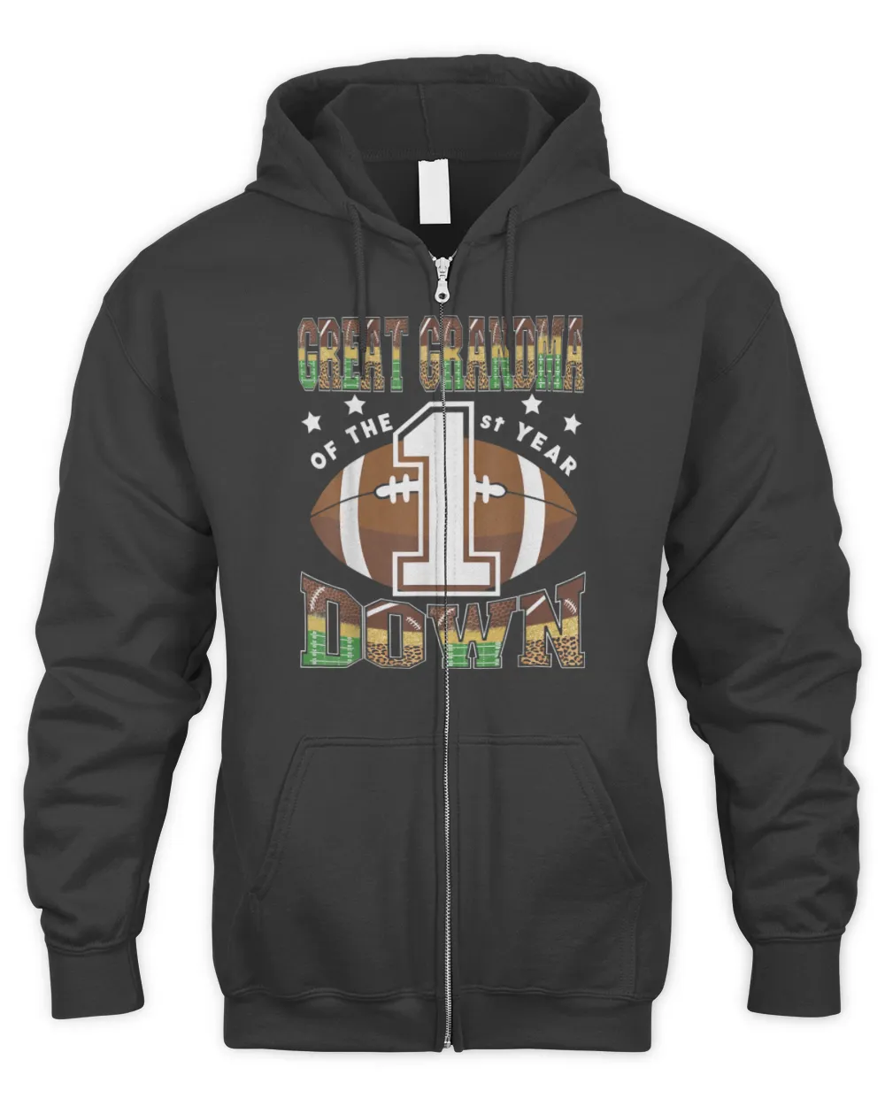 Great Grandma Of The 1St Year Down Football 1St Birthday Boy T-Shirt Men's Zip Hoodie black s