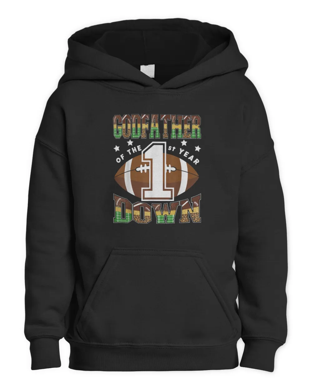 GodFather Of The 1St Year Down Football First Birthday Boy T-Shirt Kids Pullover Hoodie black xs
