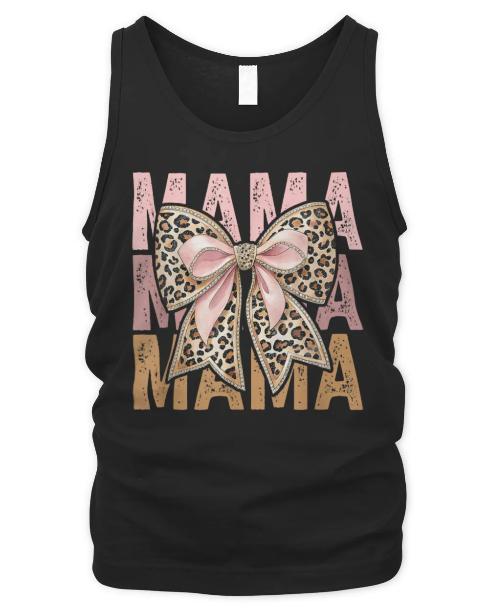 Retro Leopard Mama,Cute Mom Retro Coquette Bow Mother's Day T-Shirt Men's Tank Top black s