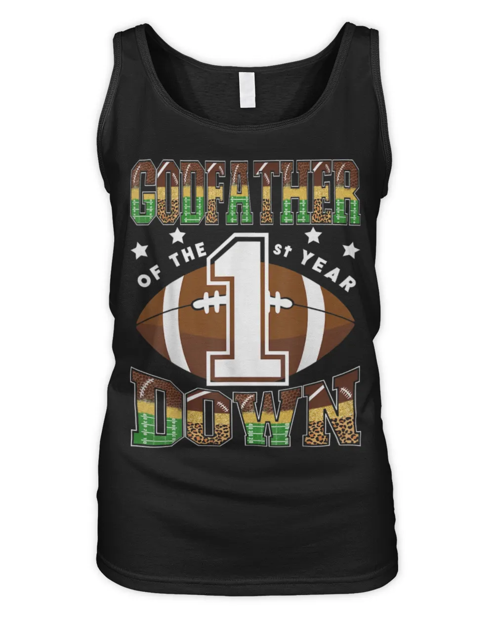 GodFather Of The 1St Year Down Football First Birthday Boy T-Shirt Women's Tank Top black s