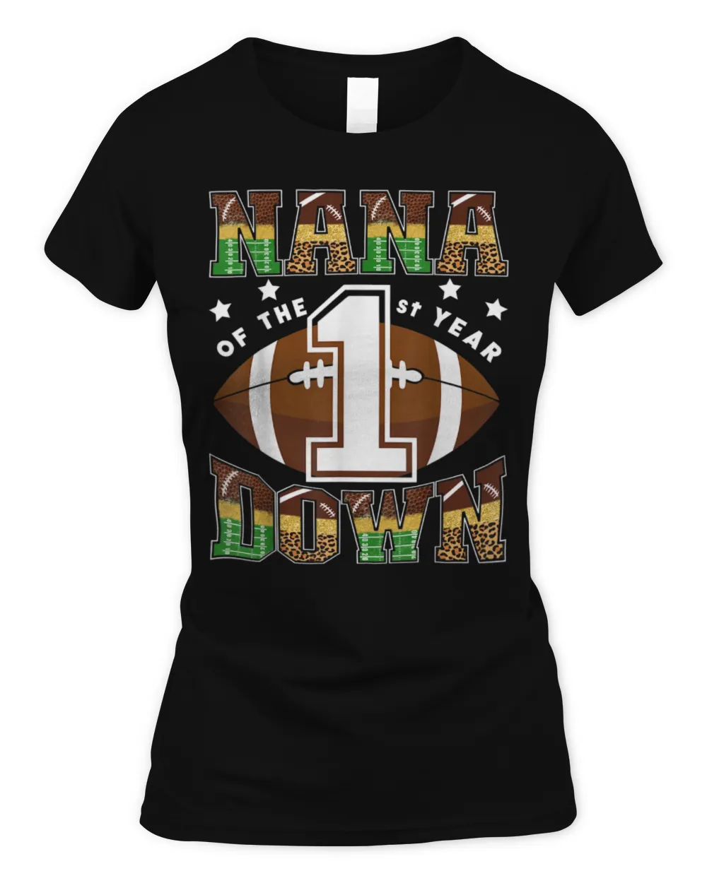 Nana Of The 1St Year Down Football First Birthday Boy T-Shirt Women's Standard T-Shirt black s