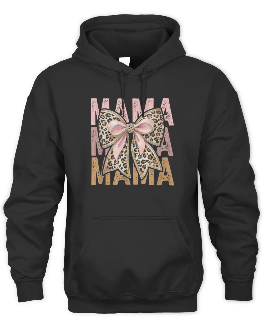 Retro Leopard Mama,Cute Mom Retro Coquette Bow Mother's Day T-Shirt Unisex Premium Hoodie black s