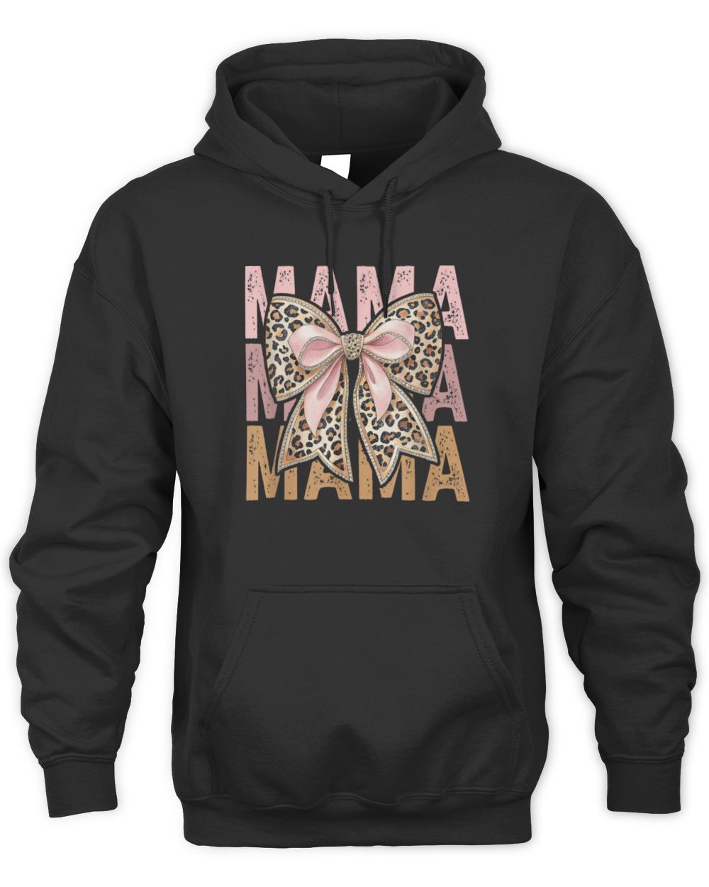 Retro Leopard Mama,Cute Mom Retro Coquette Bow Mother's Day T-Shirt Unisex Hoodie black s