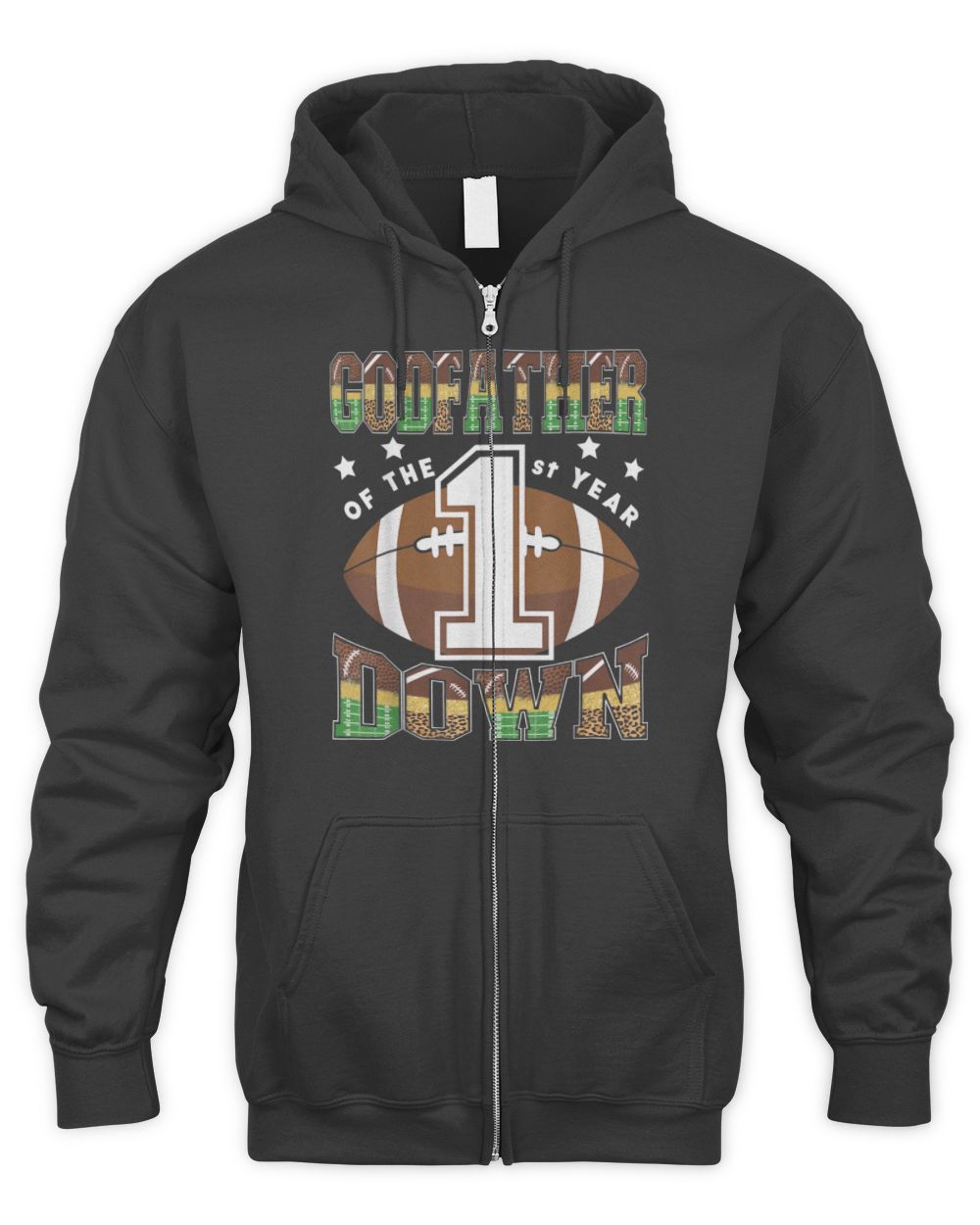 GodFather Of The 1St Year Down Football First Birthday Boy T-Shirt Men's Zip Hoodie black s