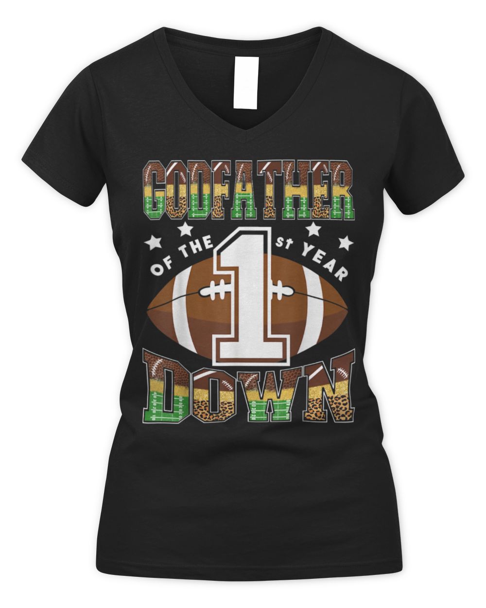 GodFather Of The 1St Year Down Football First Birthday Boy T-Shirt Women's V-Neck T-Shirt black s
