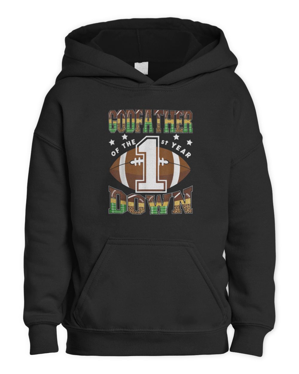 GodFather Of The 1St Year Down Football First Birthday Boy T-Shirt Kids Pullover Hoodie black xs