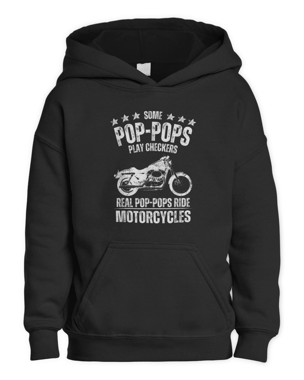 Some Poppops Play Checkers Real Grandpas Ride Motorcycles T-Shirt Kids Pullover Hoodie black xs