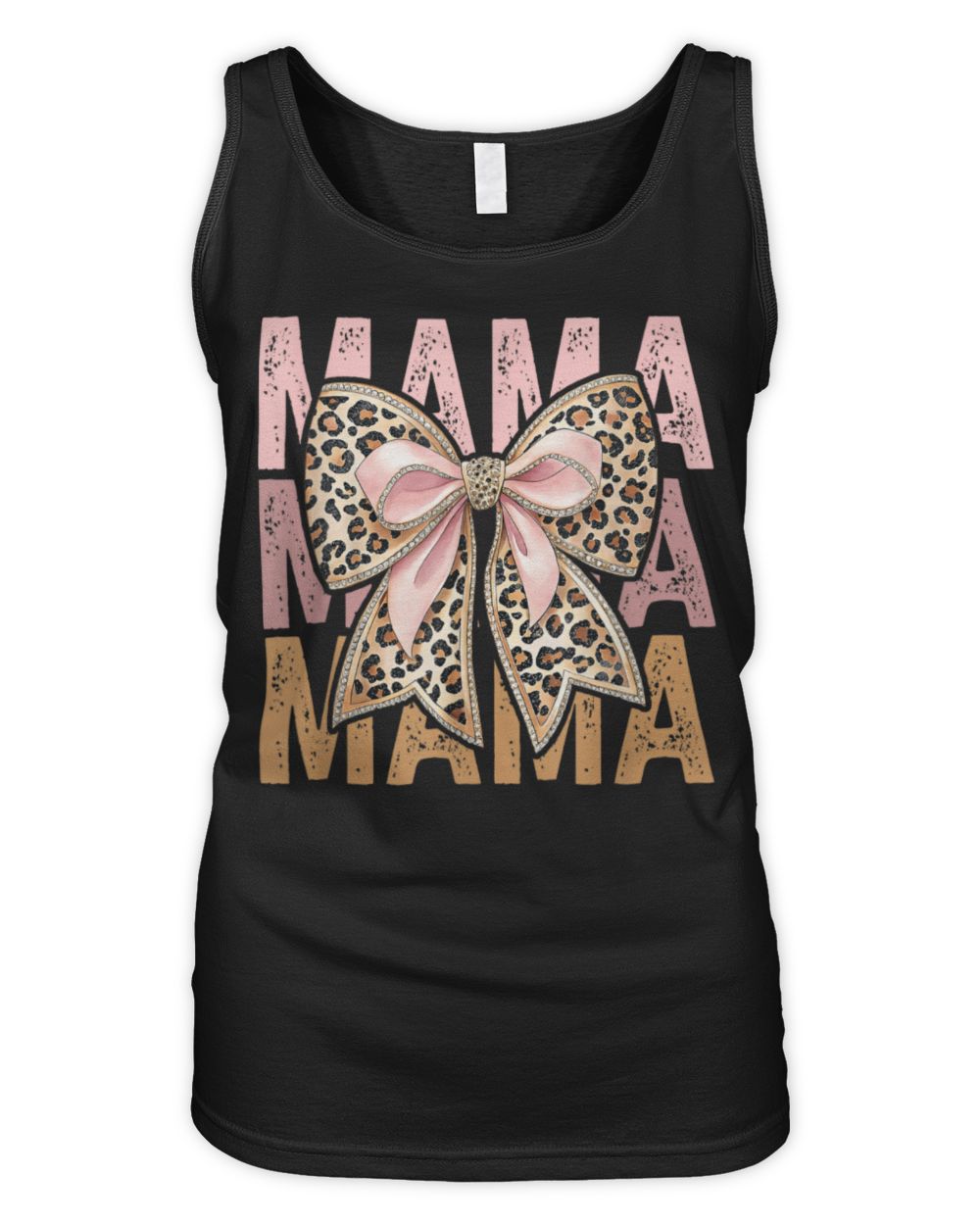 Retro Leopard Mama,Cute Mom Retro Coquette Bow Mother's Day T-Shirt Women's Tank Top black s