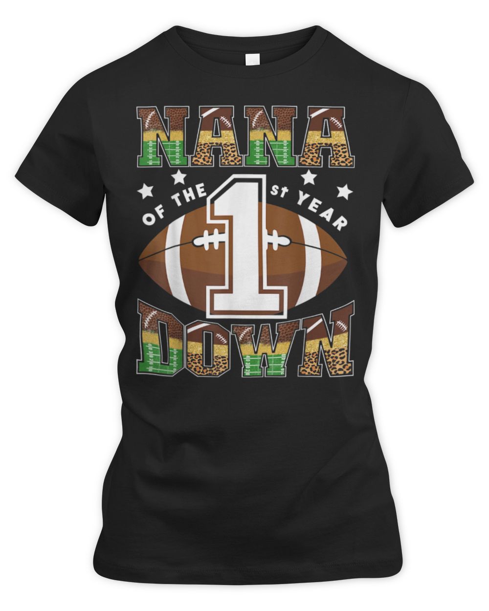 Nana Of The 1St Year Down Football First Birthday Boy T-Shirt Women's Premium Slim Fit Tee black s