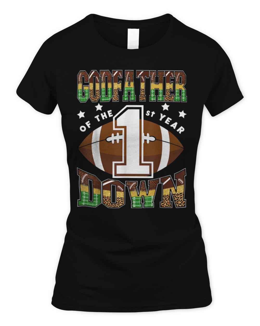 GodFather Of The 1St Year Down Football First Birthday Boy T-Shirt Women's Standard T-Shirt black s