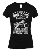 Some Poppops Play Checkers Real Grandpas Ride Motorcycles T-Shirt Women's Soft Style Fitted T-Shirt black s