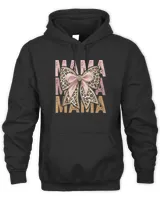 Retro Leopard Mama,Cute Mom Retro Coquette Bow Mother's Day T-Shirt Unisex Hoodie black s