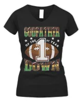 GodFather Of The 1St Year Down Football First Birthday Boy T-Shirt Women's V-Neck T-Shirt black s