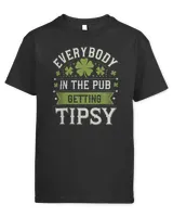 Everybody In The Pub Getting Tipsy Funny St Kids Standard T-Shirt black xs