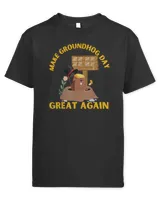 Make Groundhog Day Great Again Funny Trump Ground Hog Day T-Shirt Kids Standard T-Shirt black xs