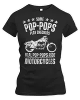 Some Poppops Play Checkers Real Grandpas Ride Motorcycles T-Shirt Women's Premium Slim Fit Tee black s