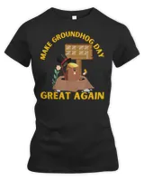 Make Groundhog Day Great Again Funny Trump Ground Hog Day T-Shirt Women's Premium Slim Fit Tee black s