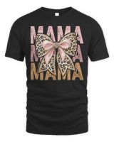 Retro Leopard Mama,Cute Mom Retro Coquette Bow Mother's Day T-Shirt Unisex Standard T-Shirt black s
