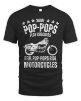 Some Poppops Play Checkers Real Grandpas Ride Motorcycles T-Shirt Unisex Standard T-Shirt black s