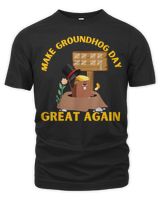 Make Groundhog Day Great Again Funny Trump Ground Hog Day T-Shirt Unisex Premium T-Shirt black s