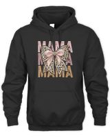 Retro Leopard Mama,Cute Mom Retro Coquette Bow Mother's Day T-Shirt Unisex Hoodie black s