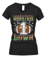 GodFather Of The 1St Year Down Football First Birthday Boy T-Shirt Women's V-Neck T-Shirt black s