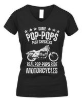Some Poppops Play Checkers Real Grandpas Ride Motorcycles T-Shirt Women's V-Neck T-Shirt black s