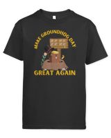 Make Groundhog Day Great Again Funny Trump Ground Hog Day T-Shirt Kids Standard T-Shirt black xs