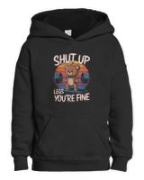 Shut Up Legs You're Fine Funny Teddy Bear Lifting Weights T-Shirt Kids Pullover Hoodie black xs