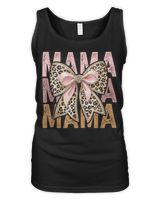 Retro Leopard Mama,Cute Mom Retro Coquette Bow Mother's Day T-Shirt Women's Tank Top black s